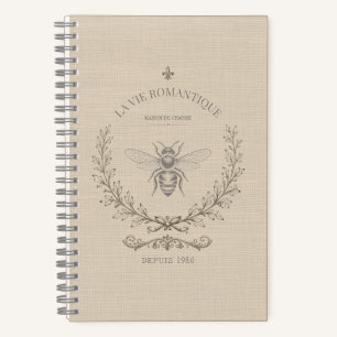 Carnet Abeille miel beige vintage rustique campagne franç