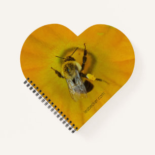 Carnet Abeille recouverte de pollen - En forme de coeur