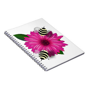 Carnet Abeilles Mignonnes se Rencontrant sur une Fleur Ro