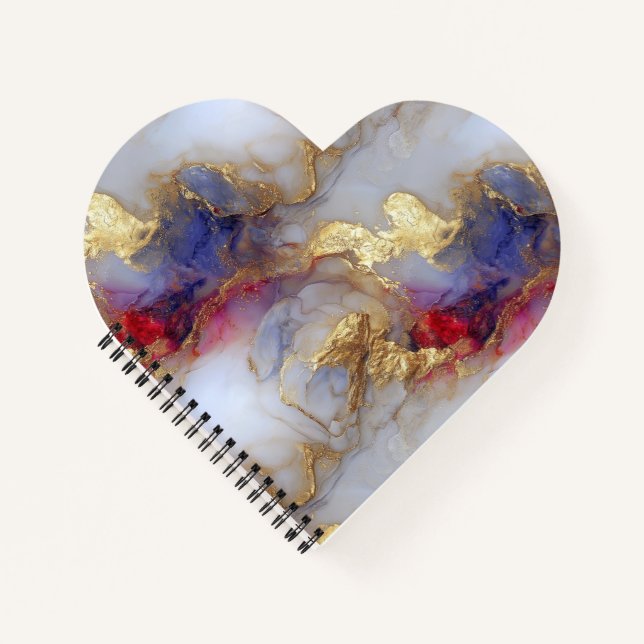Carnet Abstract Alcohol Ink Texture with Gold Accents (Devant)
