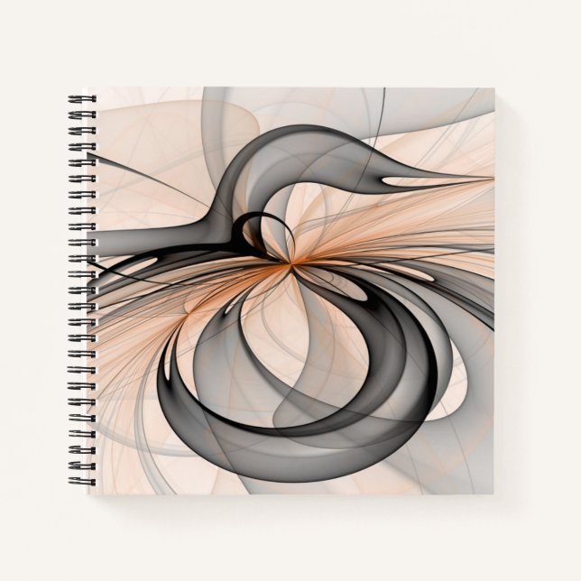 Carnet Abstract Anthracite Gray Sienna Modern Fractal Art (Devant)