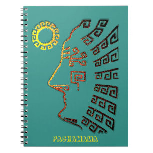 Carnet Abstract Artistic Drawing of Machu Picchu on Teal