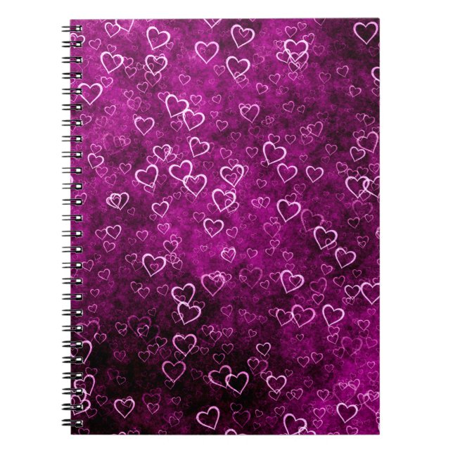Carnet Abstract beautiful hearts on distressed purple bac (Devant)