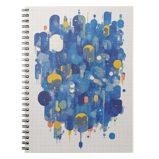 Carnet Abstract Blue Gold Raindrops Watercolor Splatter (Devant)