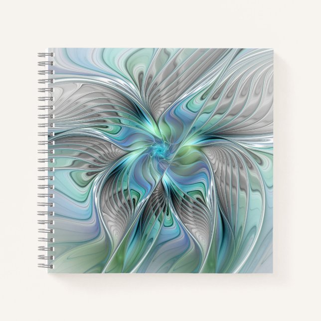 Carnet Abstract Blue Green Butterfly Fantasy Fractal Art (Devant)