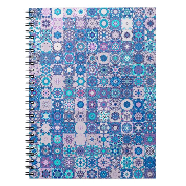 Carnet Abstract geometric shapes and flowers, seamless pa (Devant)