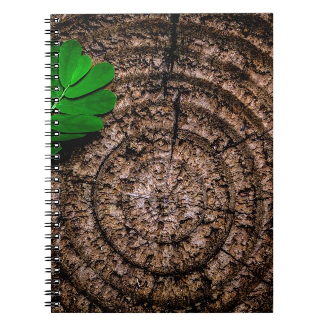 Carnet Abstract leaf tree stump green (Devant)
