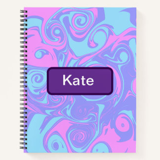 Carnet Abstract Pink Blue swirls 
