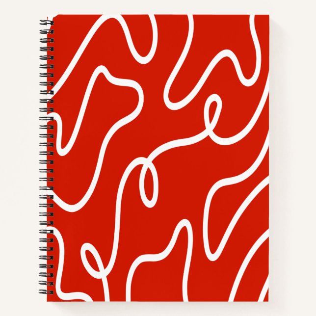 Carnet Abstract Wavy Line Art Bold Red Minimalist Pattern (Devant)