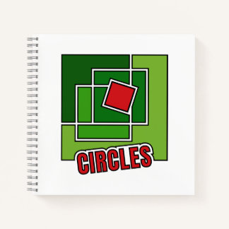 Carnet Abstraction verte avec carré rouge torsadé
