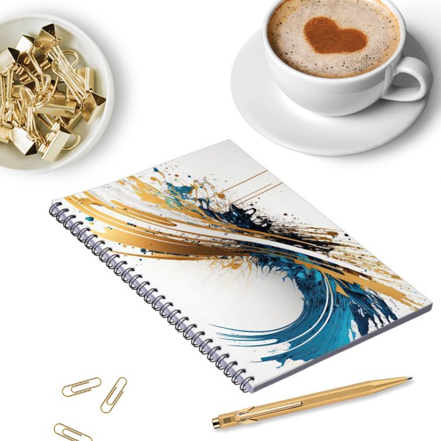 Carnet Abstrait à spirale bleue et or - Dynamic De (Créateur téléchargé)