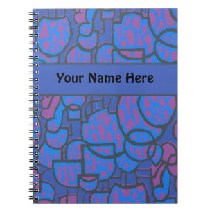 Carnet Abstrait à spirale magenta bleu personnalis