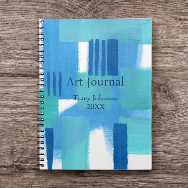 Carnet Abstrait bleu avec nom/année Art Journal/ (Personalized Journal for Drawing, Note Taking or Daily Intentions. )