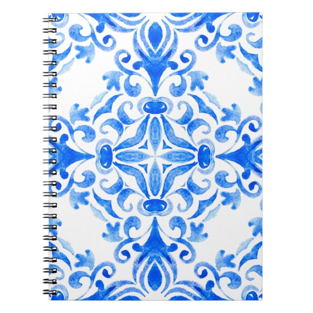Carnet Abstrait bleu et blanc dessiné à la main sans cout (Devant)