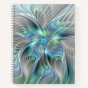 Carnet Abstrait Bleu Vert Papillon Imaginaire Fractal Art