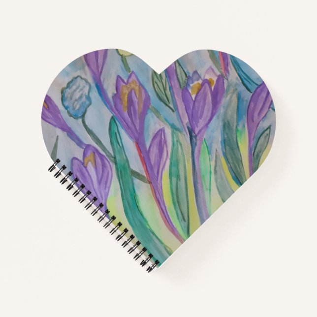 Carnet Abstrait de coeur de crocus de printemps (Devant)