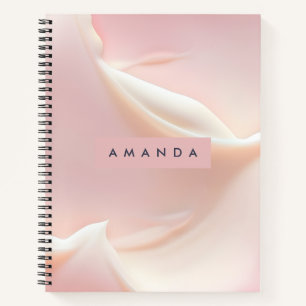 Carnet Abstrait en Satin Rose Pâle Élégant Personnalisé