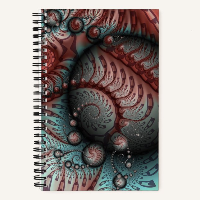 Carnet Abstrait Fantaisie Vive Art Fractal Brun Bleu (Recto)