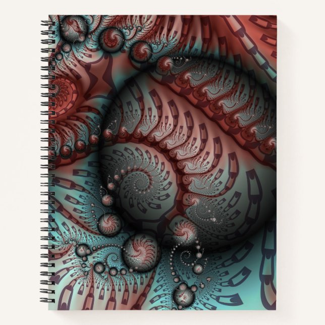Carnet Abstrait Fantaisie Vive Art Fractal Brun Bleu (Devant)
