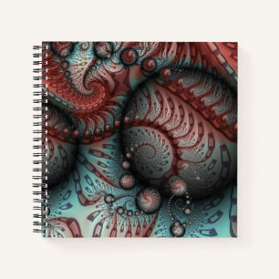 Carnet Abstrait Fantaisie Vive Art Fractal Brun Bleu