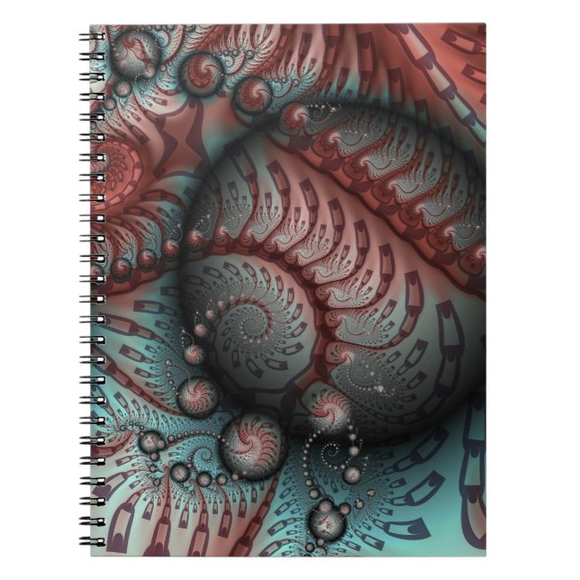 Carnet Abstrait Fantaisie Vive Art Fractal Brun Bleu (Devant)