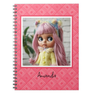 Carnet abstrait géométrique tendance années soixante rose