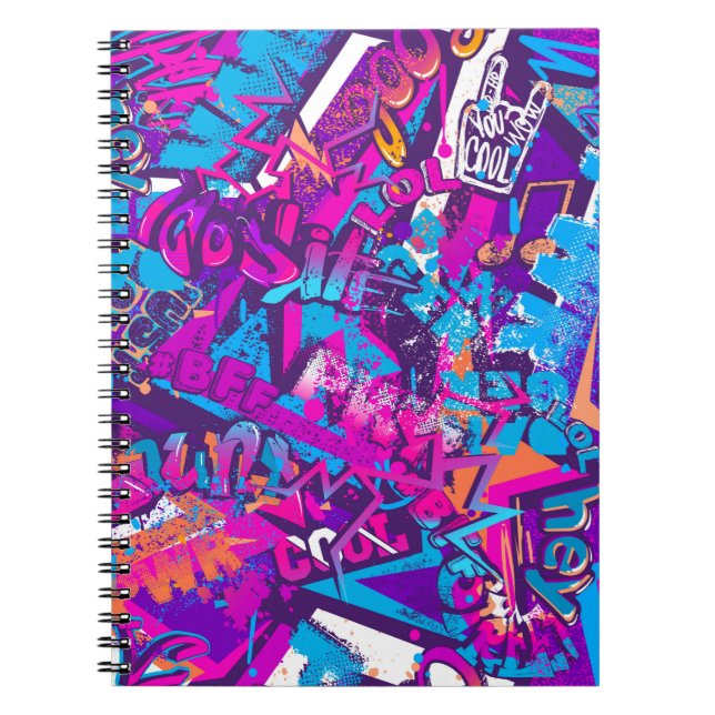 Carnet Abstrait graffiti sans couture mots motif. Grunge  (Devant)
