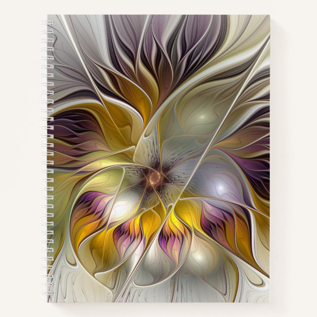 Carnet Abstrait Imaginaire coloré Fleur moderne Fractal (Devant)
