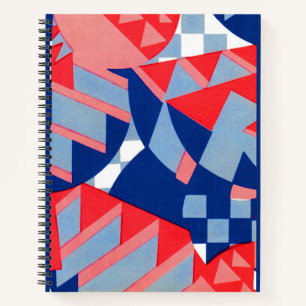 Carnet abstrait imprimé blanc et bleu no 1