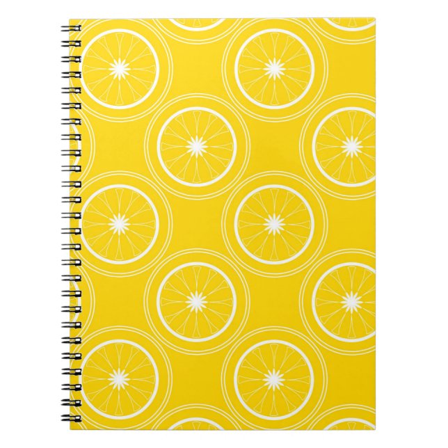 Carnet Abstrait jaune clair rétro citron motif (Devant)