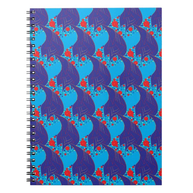 Carnet Abstrait moderne BLUE et rouge Rainbow gouttes mot (Devant)