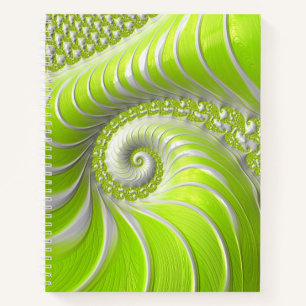Carnet Abstrait Moderne Lime Green Spiral Fractal