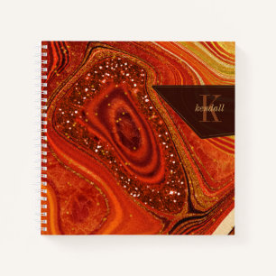 Carnet Abstrait Monogramme Agate Hot Orange ID827