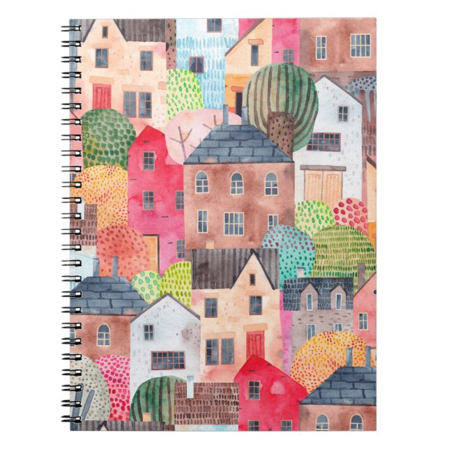 Carnet Abstrait motif sans couture avec maisons. Aquarell (Devant)