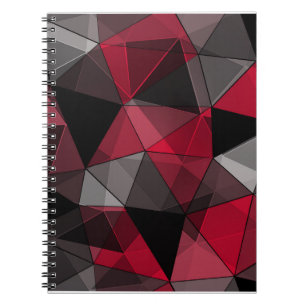 Carnet Abstrait Noir, rouge, gris géométrique.
