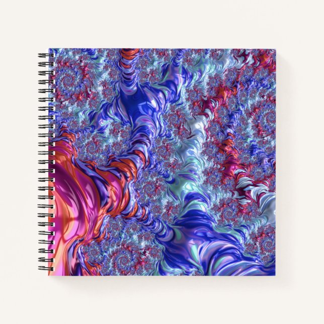 Carnet Abstrait Numérique Fractal Coloré Trippy Groovy (Devant)