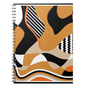 Carnet Abstrait ondulé : motif noir vintage