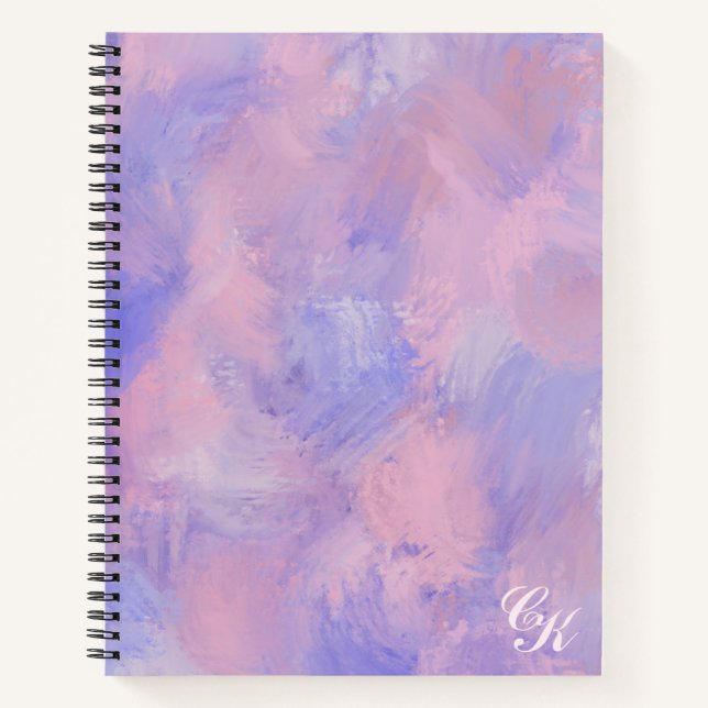Carnet Abstrait Pastel Blush Rose et Bleu (Devant)