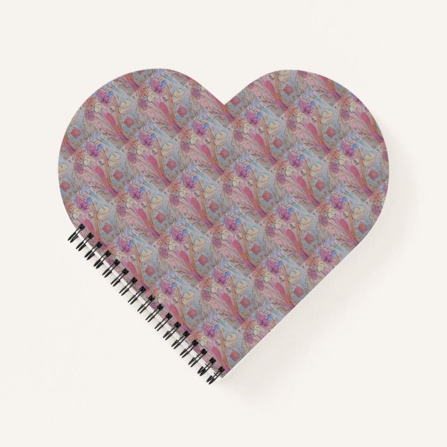 Carnet Abstrait Pastel Floral Heart (Devant)