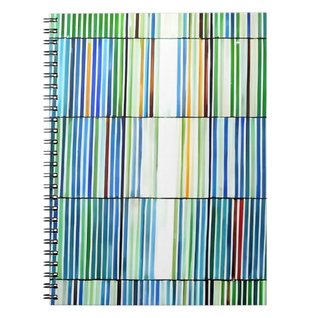 Carnet Abstrait rayé bleu coloré (Devant)