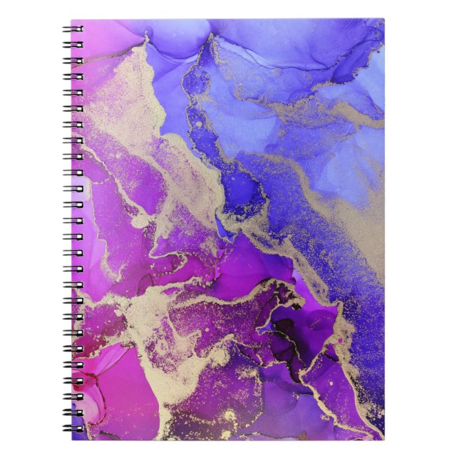 Carnet Abstrait rose bleu violet or (Devant)