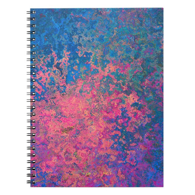 Carnet Abstrait, rose, violet et bleu, encre d'alcool (Devant)
