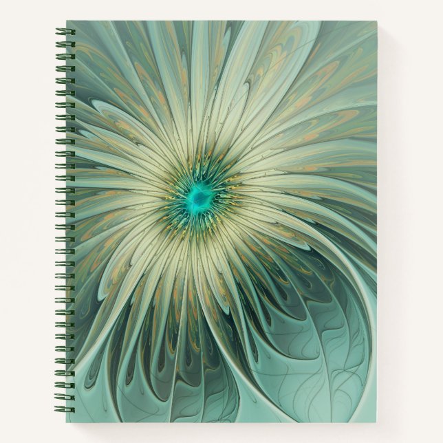 Carnet Abstrait Sage Green Imaginaire Fleur Fractal Art (Devant)