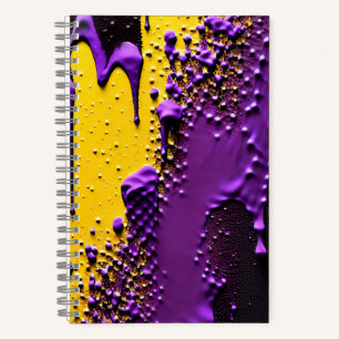 Carnet Abstrait texturé jaune violet noir taché