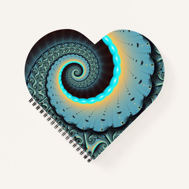 Carnet Abstraite spirale d'art fractal bleu turquoise ora (Devant)
