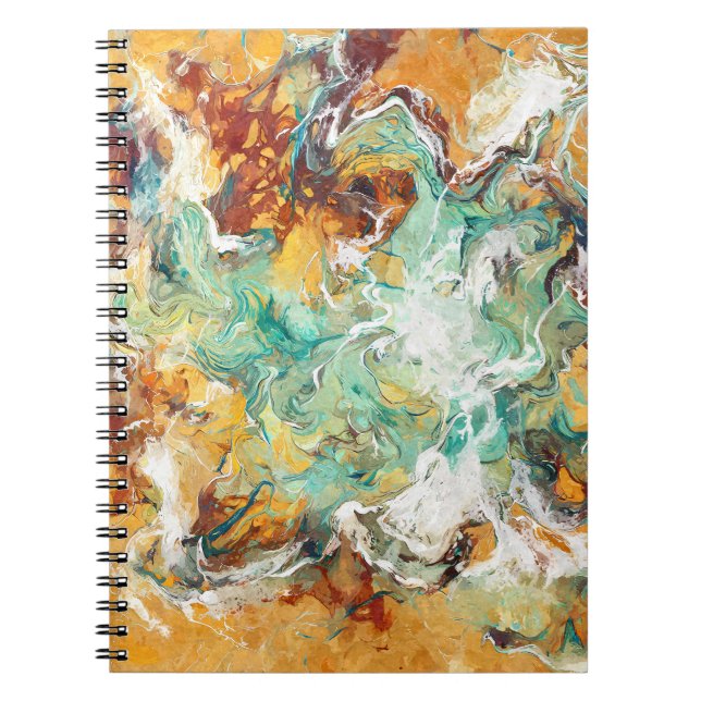 Carnet Abstraite tourbillon d'ambre blanc turquoise (Devant)