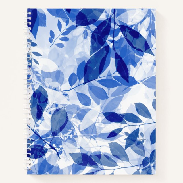 Carnet Abstraits Feuilles bleu et blanc (Devant)