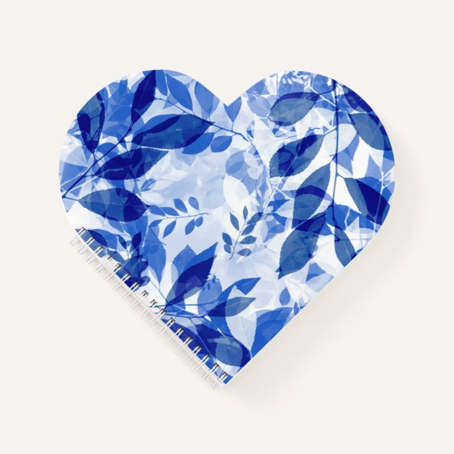 Carnet Abstraits Feuilles bleu et blanc (Devant)