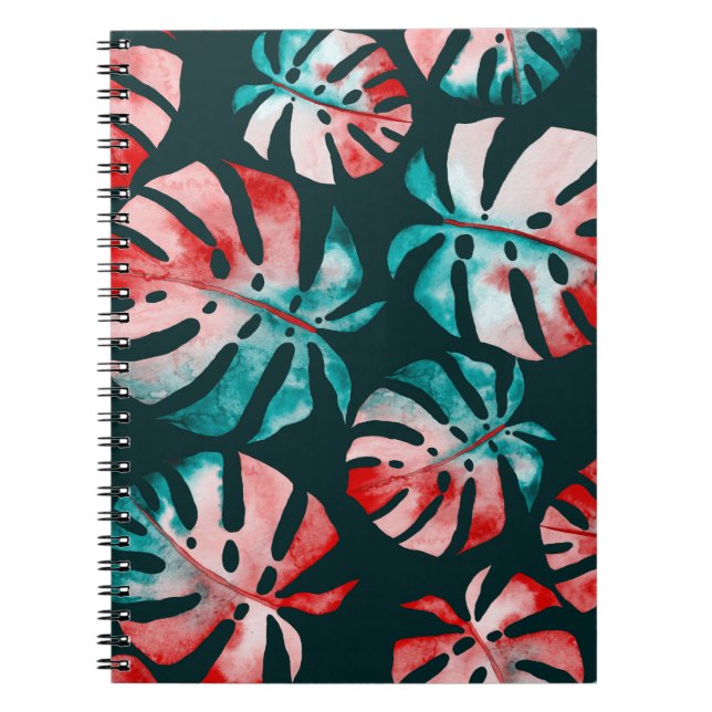 Carnet Abstraits Feuilles tropicaux, Aquarelle Lumineuse. (Devant)