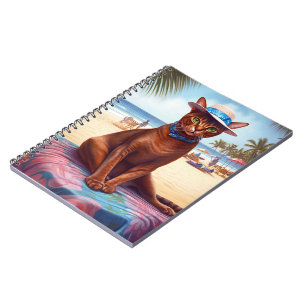 Carnet Abyssinian cat on Beach, cadeau d'été pour amoureu